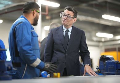 Prime Minister Andy Burnham meets apprentices as he visits Submarine Academy for Skills and Knowledge (SASK) at BAE Systems, on July 30, 2026 in Barrow in Furness