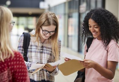  Female Students Opening Exam Results