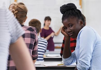Bored girl in classroom