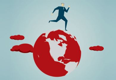 Globe-trotting businessperson (illustration)