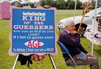 Age guessing expert at a UK carnival Age guessing expert at a UK carnival