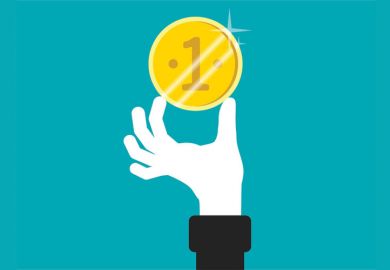 Hand holding one pound coin (illustration)