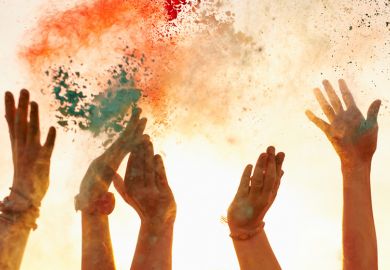 Hands with coloured powder