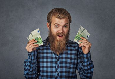 Happy man with euros