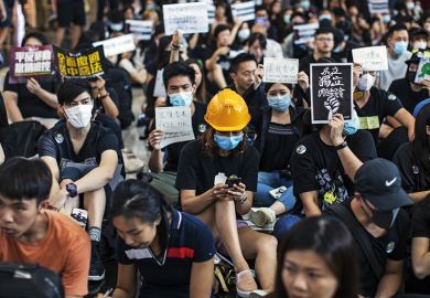 Woman in hard hat amid Hong Kong protest Woman in hard hat amid Hong Kong protest