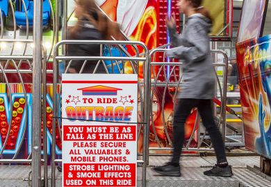 Height restrictions to ride on Outrage: You must be as tall as this line to ride. To illustrate minimum entry requirements to universities.