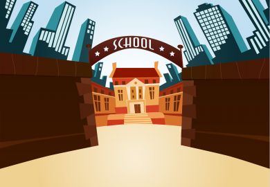 Illustration of school gates