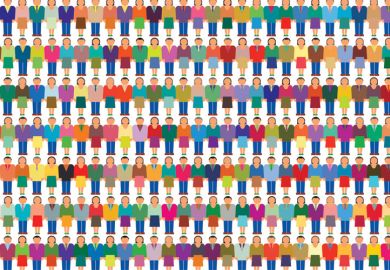 Huge crowd of academics (illustration)