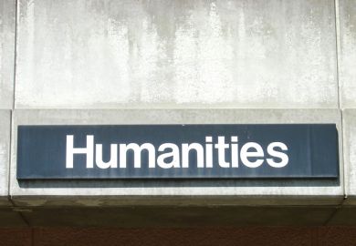 A humanities sign on a university building