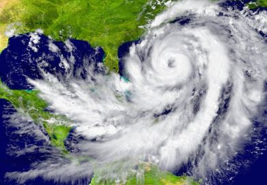 A hurricane seen from a satellite