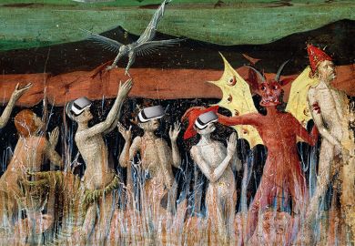 Figures in medieval painting wearing virtual reality headsets Figures in medieval painting wearing virtual reality headsets