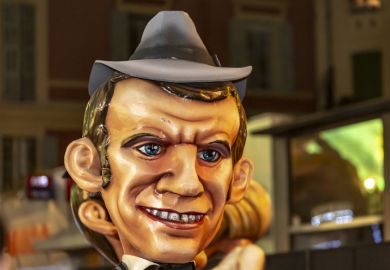 Image of a mascot of Emmanuel Macron at Nice Carnival 2019