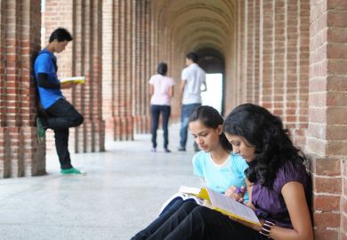 Indian students preparing for an exam
