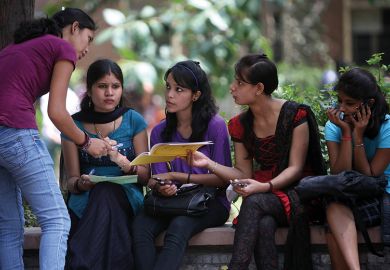 A group of female Indian students
