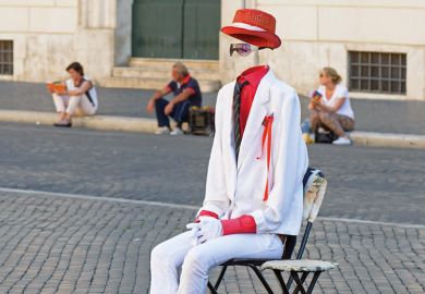 Invisible man sitting in chair, Piazza Navona, Rome, Italy