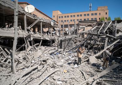 The ruins of the Sharif University of Technology's data center, which was struck on April 6 