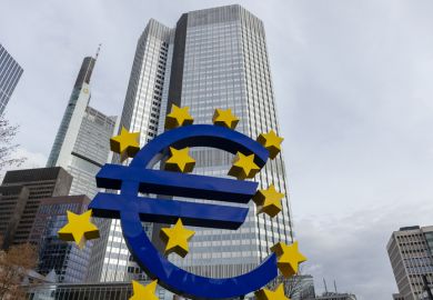 Euro sign statue in Frankfurt Am Main, Germany