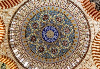 Detail of the ceiling at Selimiye Mosque in Turkey