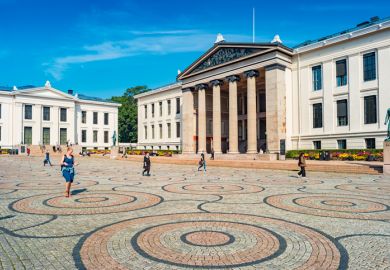 University Square on the University of Oslo central campus in downtown Oslo Norway