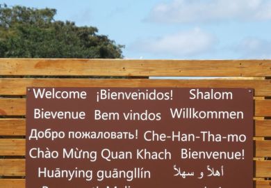 "Welcome" sign in various languages