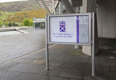 A sign outside the Scottish parliament