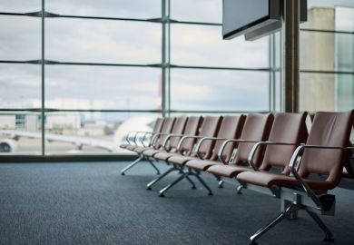 An empty airport waiting area