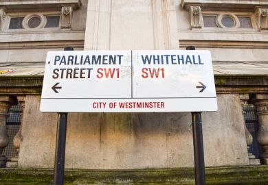 Signs in London for Parliament Street and Whitehall