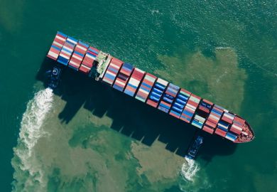 Container ship turning