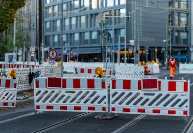 Road closure in the streets of Berlin