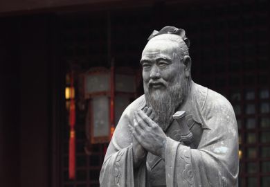 Statue of Confucius at Confucian Temple in Shanghai, China