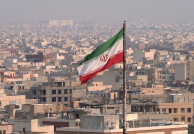 Iranian flag flying in wind