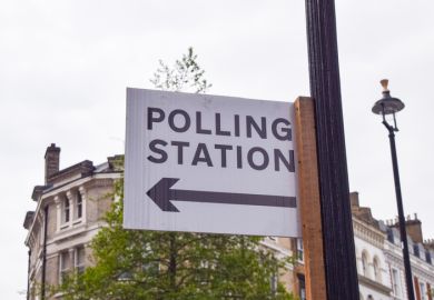  Polling station sign during elections.