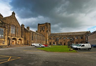 This is the outside of the main entrance to Bangor University in Wales.