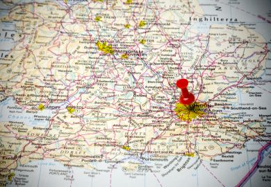 Road map of United Kingdom, close up on London