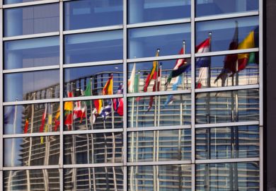 Flags near European Parliament