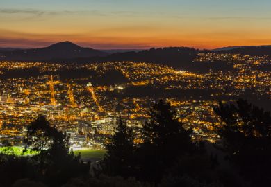 View of Dunedin in New Zealand at night