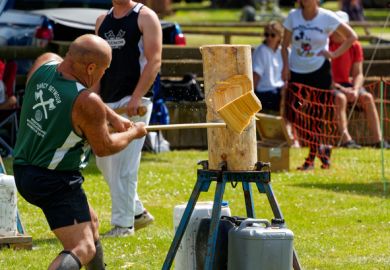 Axeman in a wood chopping competition