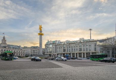 St. George Statue in freedom square in Tbilisi, Georgia