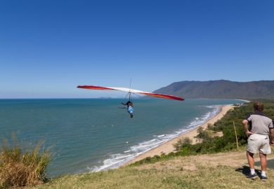 Hang glider starting from from Trinity Bay lookout.