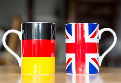 Coffee mugs with German and UK flag design
