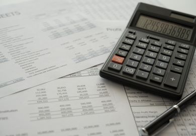 Calculator on financial statement and balance sheet
