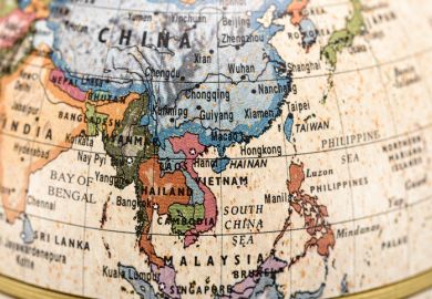 A globe showing Asia