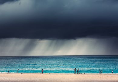 Storm approaches a beach in Greece