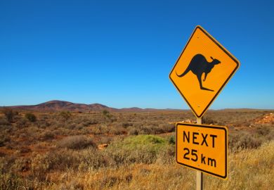 Kangeroo road sign in Australia