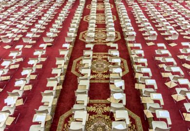 Row of chairs for university exam in Saudi Arabia Row of chairs for university exam in Saudi Arabia