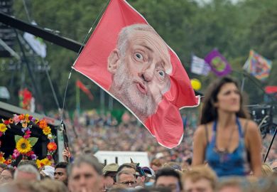 Jeremy Corbyn flag at Glastonbury