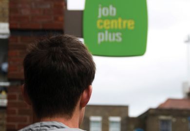 Young man looking at the job centre