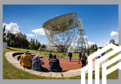 Visitors at Telescope Talk, beside Lovell Radio Telescope, University of Manchester, Jodrell Bank. Visitors at Telescope Talk, beside Lovell Radio Telescope, University of Manchester, Jodrell Bank.