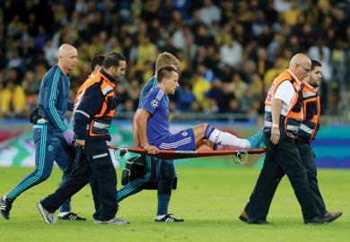 John Terry, Chelsea Football Club, carried off pitch on stretcher