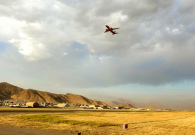 A plane takes off from Kabul airport A plane takes off from Kabul airport